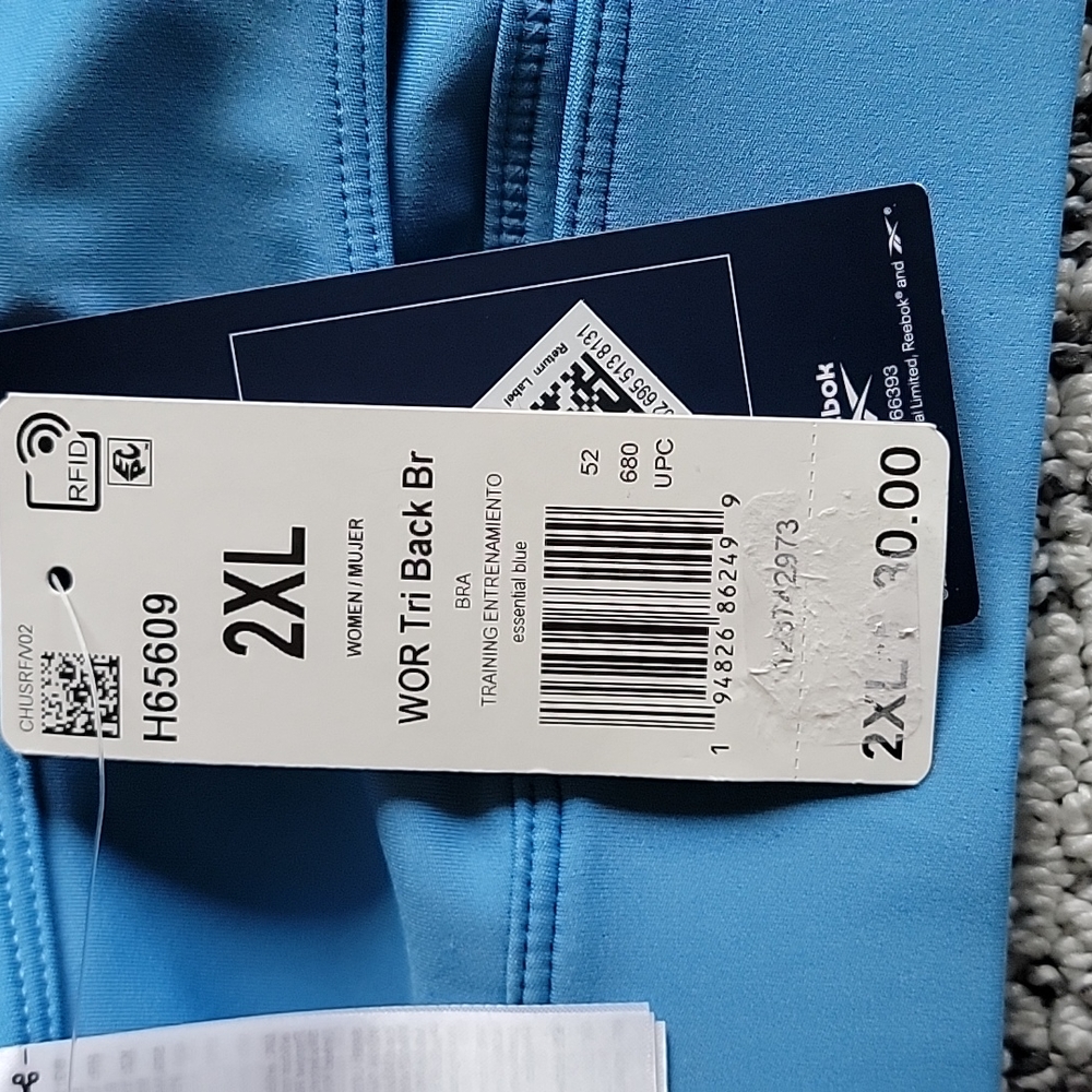 Reebok Plus Size Strappy Blue Sports Bra Size 2X - Picture 3 of 5